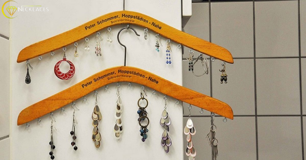 Store Necklaces on Plastic Hangers