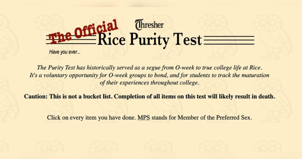 History of the Rice Purity Test